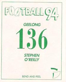 1994 Select AFL Stickers #136 Stephen O’Reilly Back